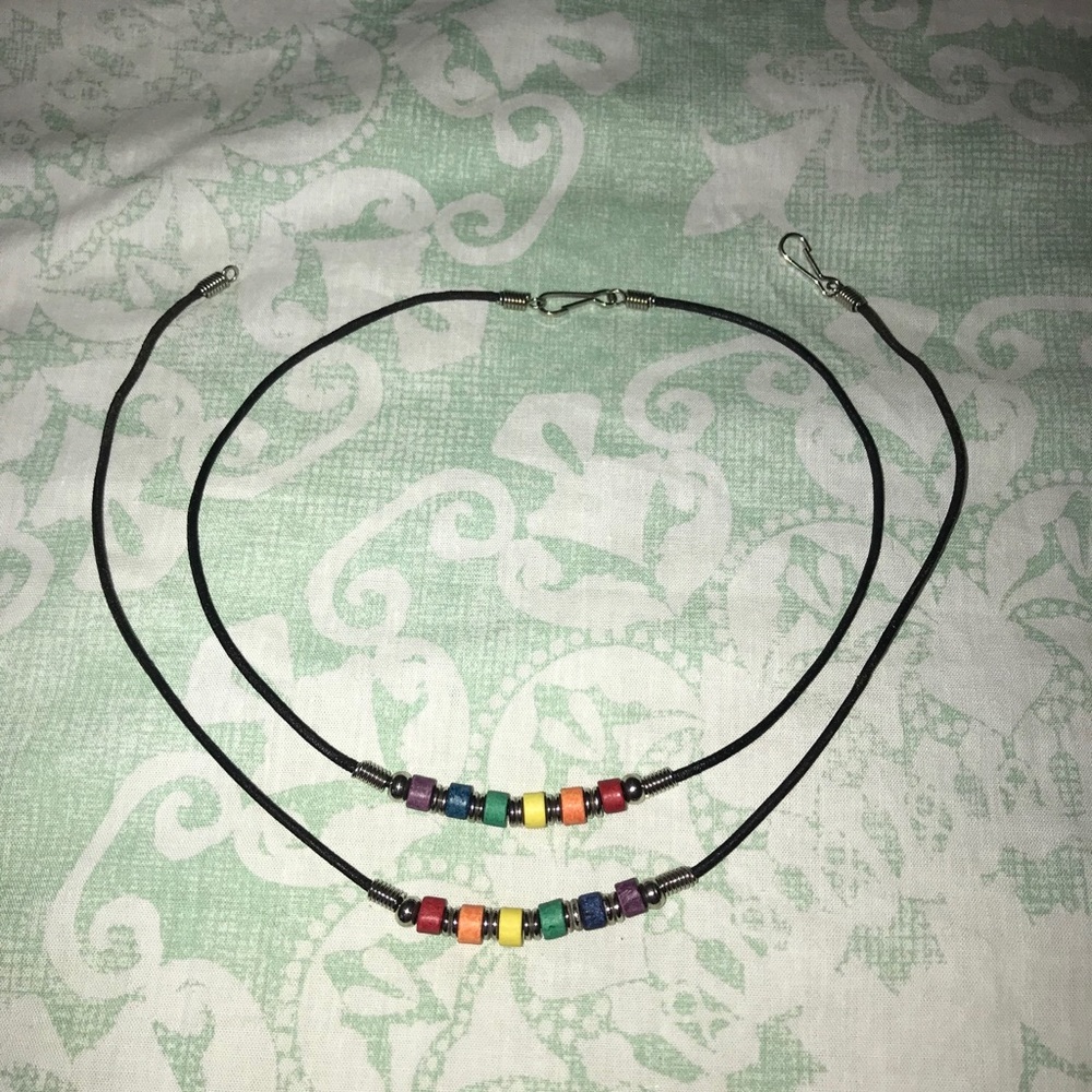 Set of 2 Friendship Necklaces w/ Leather Straps